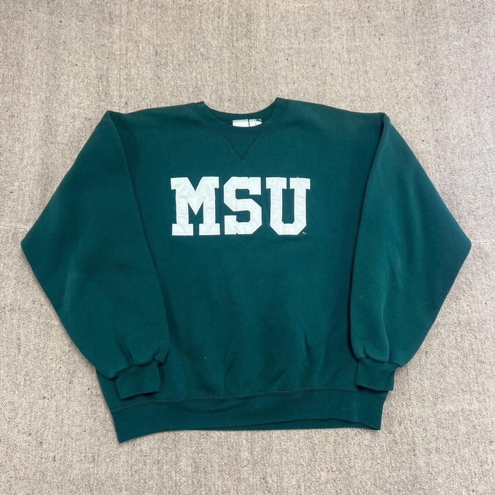 Vintage Michigan State University Sweatshirt Mens XL Green 1990s